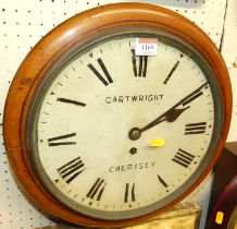 Cartwright of Chertsey - a Victorian mahogany cased circular dial school clock, having eight-day