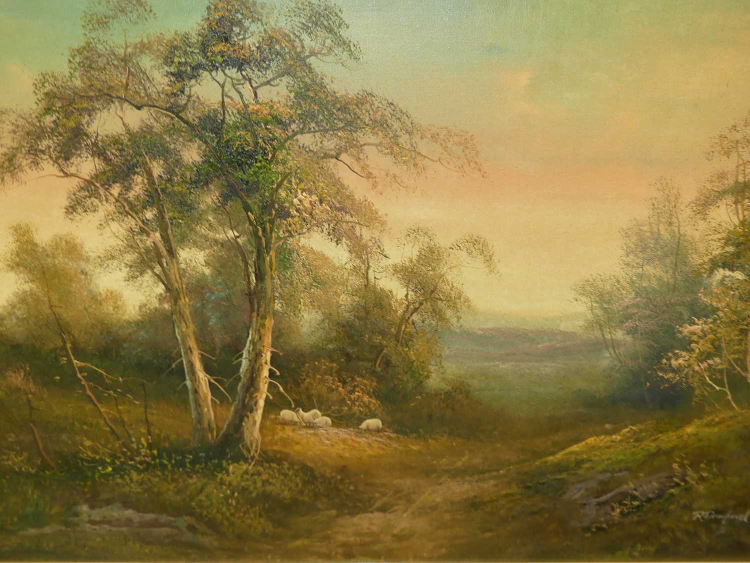 R Danford - extensive landscape scene, oil on canvas, signed lower right, 60x90cm - Image 3 of 3