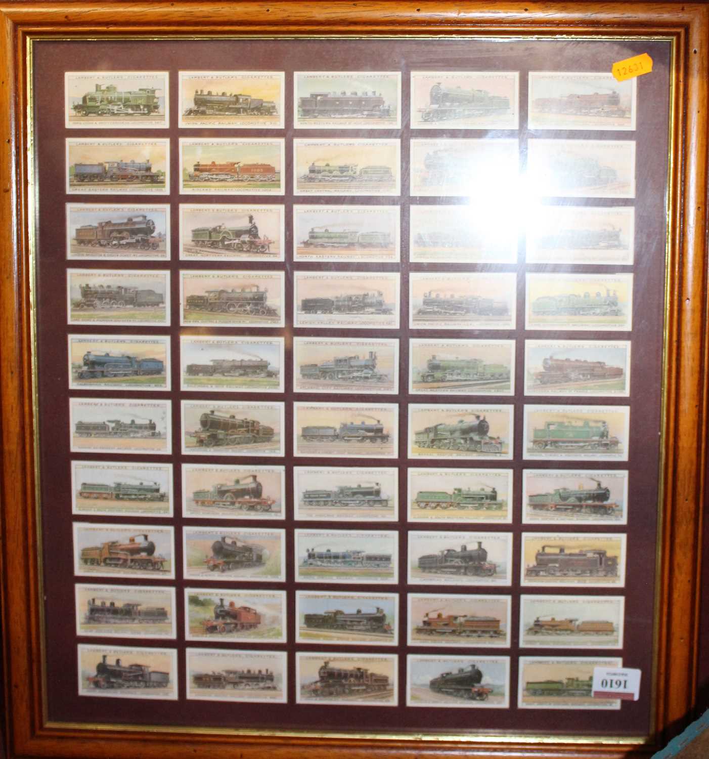 A framed and glazed set of Lambert & Butler cigarette locomotive collector's cards