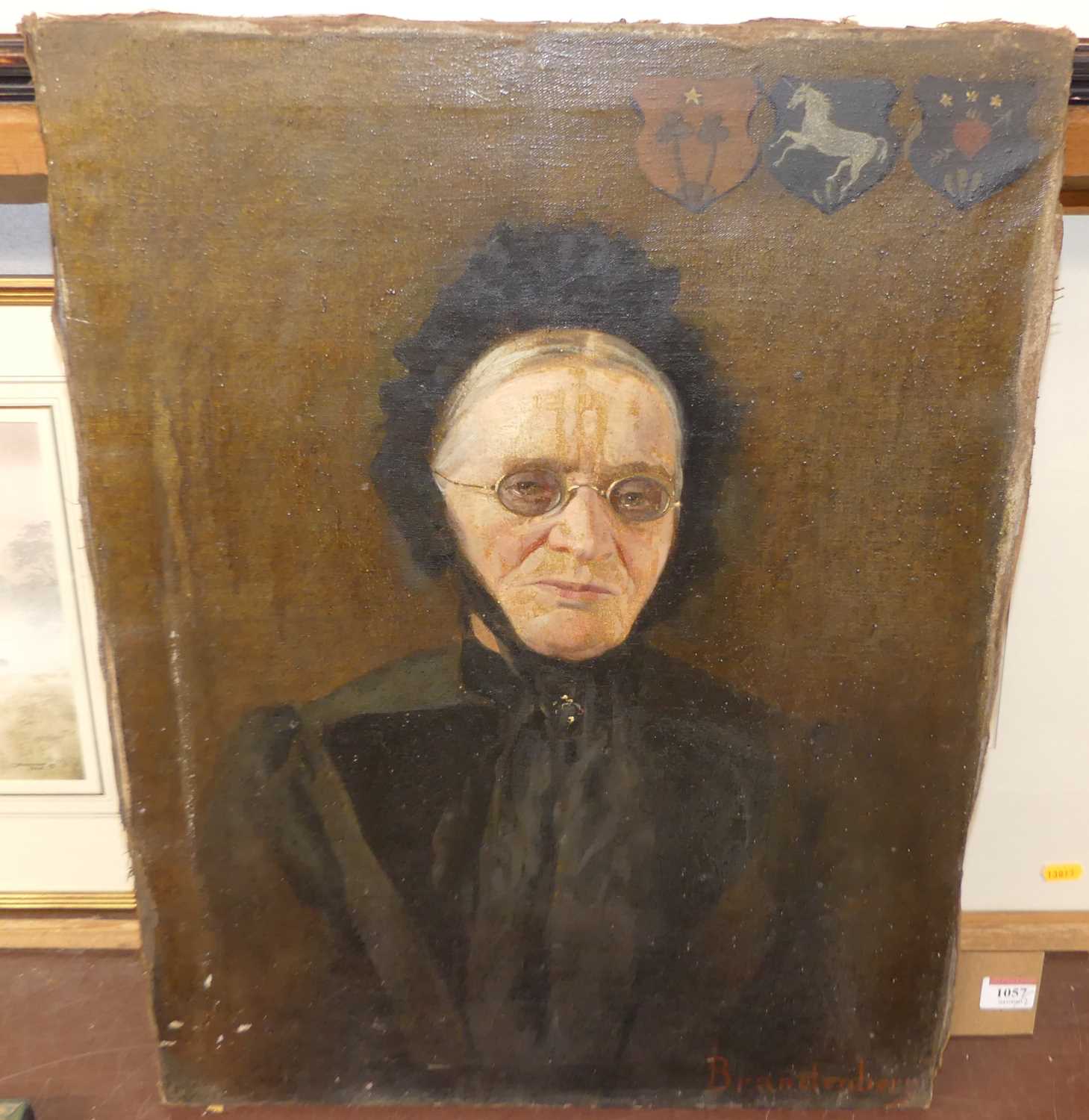 Late 19th century continental school - half-length portrait of a middle-aged woman wearing a black