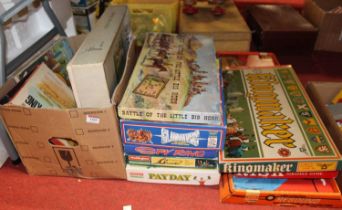 One box containing a quantity of mixed board games to include The Battle of Little Bighorn, Spy