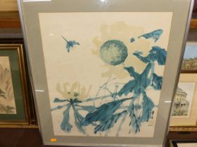 A collection of modern Chinese watercolours on silk, together with one gouache, various sizes (6)