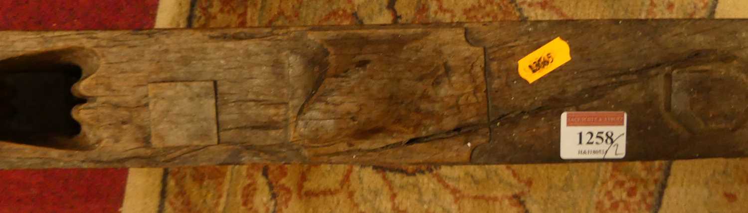 Two rustic long woodworking planes, the larger length 100cm - Image 2 of 5