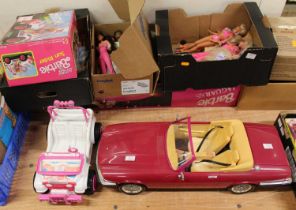 A large quantity of Mattel Barbie figures and accessories, to include the Barbie Sunrider, Jaguar