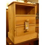 A modern pine two drawer bedside chest, with open upper compartment, w.43cm