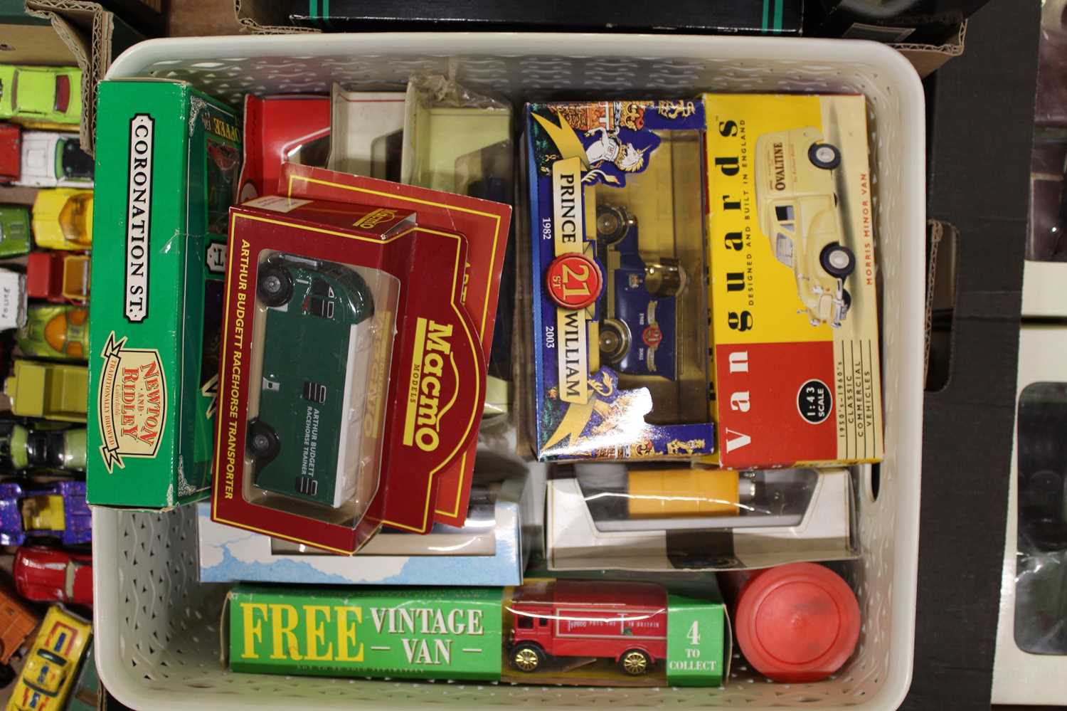 Four boxes containing a large collection of mixed commercial and racing related diecast vehicles, to - Image 2 of 5