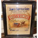 Framed advertising poster print for James Smythe & Sons of Peasenhall, 63x49cm