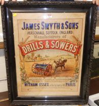 Framed advertising poster print for James Smythe & Sons of Peasenhall, 63x49cm