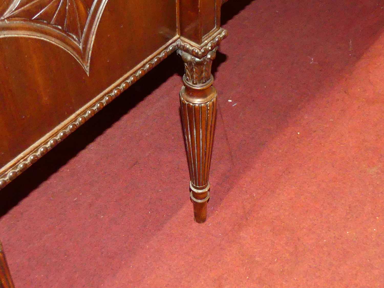 An early 20th century mahogany breakfront sideboard in the Adam taste, having long central frieze - Image 3 of 6