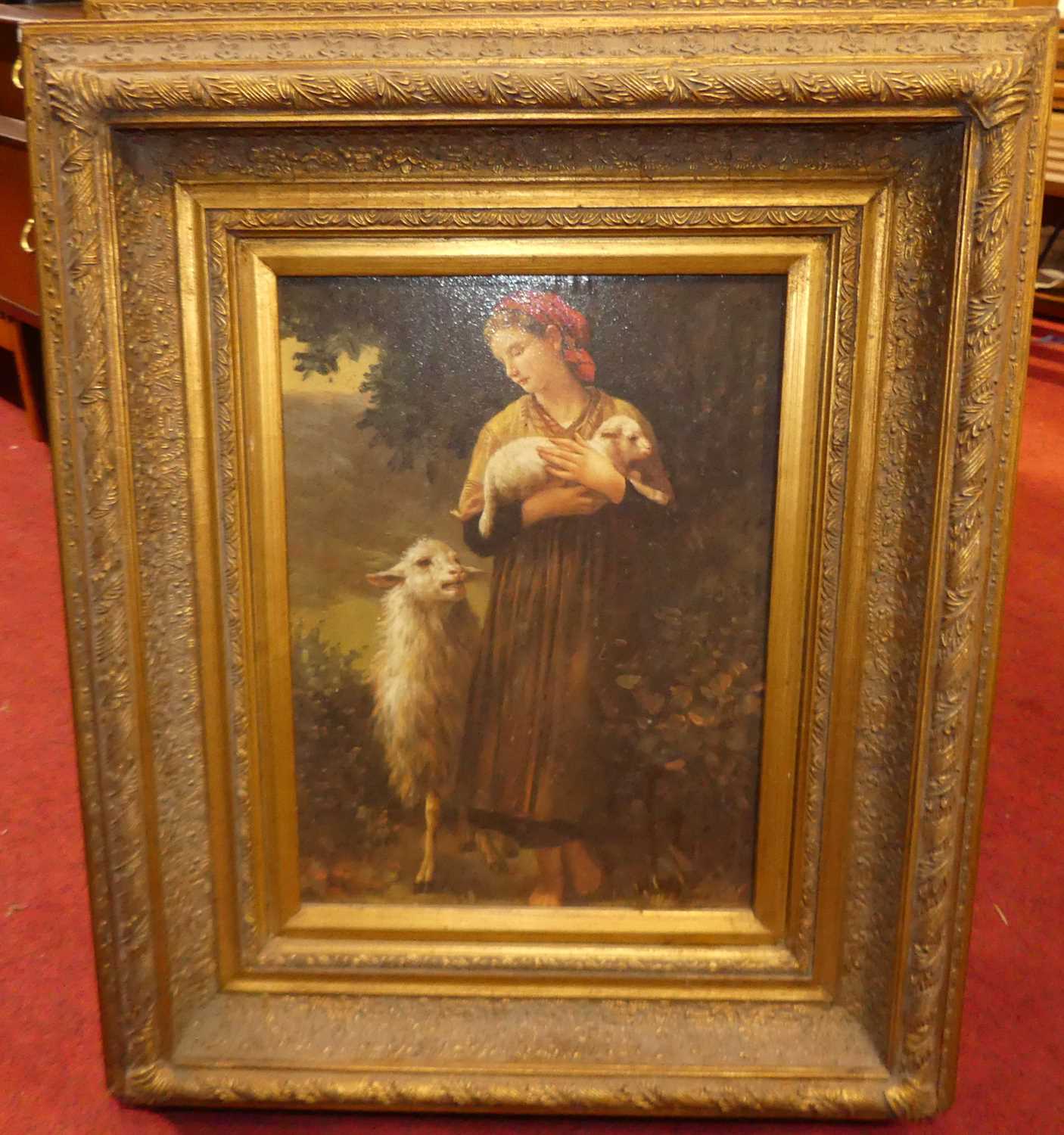 A pair of reproduction gilt framed oleograph, each 39 x 29cm - Image 2 of 2
