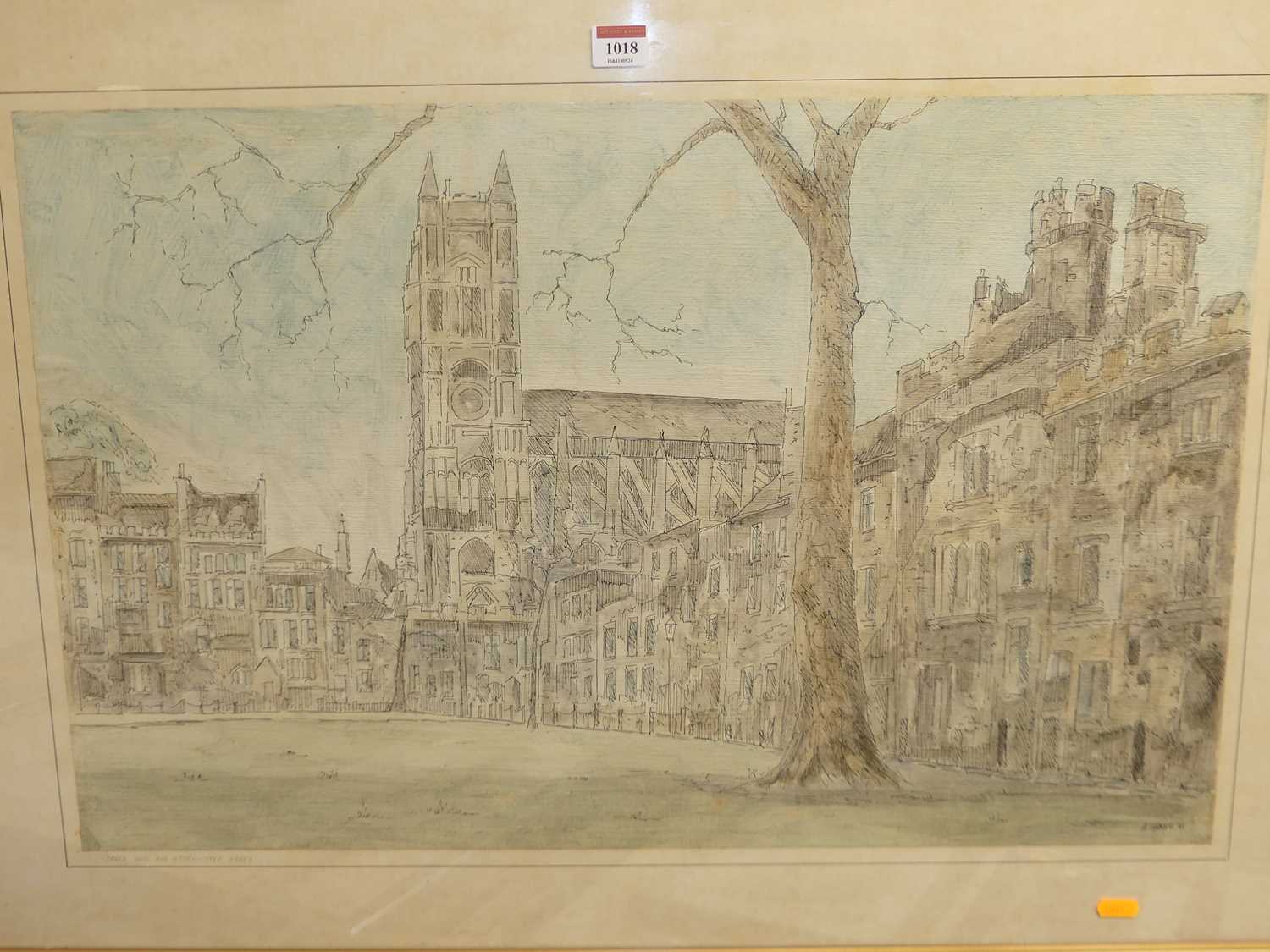 A Turner - Deans Yard and Westminster Abbey, ink and watercolour wash, signed and dated lower - Image 2 of 3