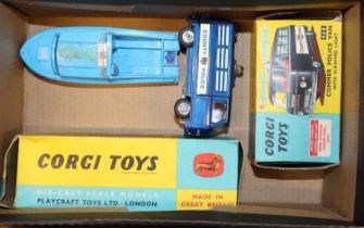 A boxed Corgi Toys group, to include No.464 Commer Police van with flashing light, and a No.104