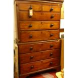 An early 19th century mahogany chest-on-chest, the upper section of two short over three long