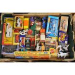 A tray containing a quantity of mixed diecast to include Dinky Toys No.2694 Transit Police