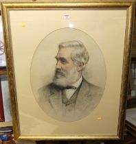 Thomas Fall - bust portrait of a gentleman, pastel, framed as an oval, signed and dated 1885,