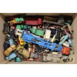 One tray containing a quantity of mixed playworn Corgi toy and vintage Dinky toy and Spot-On diecast