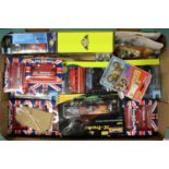 A tray containing a quantity of modern issue diecast to include various souvenir London buses, a