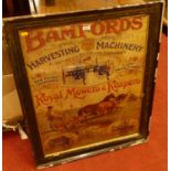 A reproduction colour advertising print for Bamford's, housed in an earlier stained frame, overall