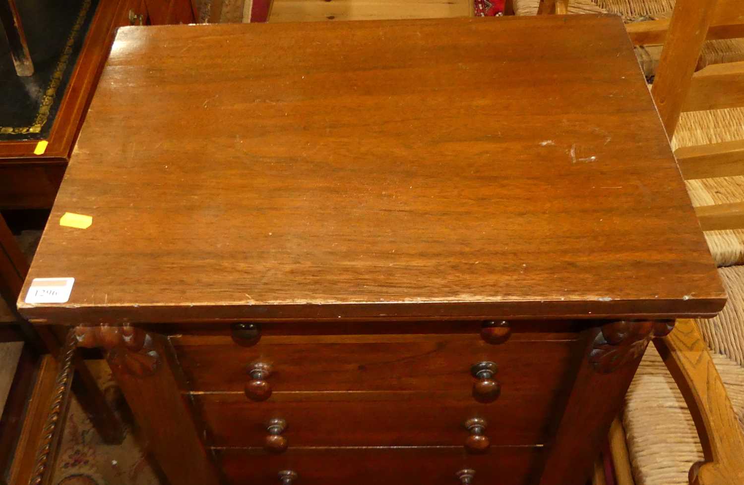 A Victorian walnut Wellington chest, having seven graduated drawers, turned knob handles and locking - Image 3 of 4
