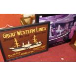 A reproduction painted wooden sign for Great Western Lines, 50 x 65cm; together with a promotional