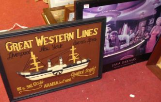 A reproduction painted wooden sign for Great Western Lines, 50 x 65cm; together with a promotional