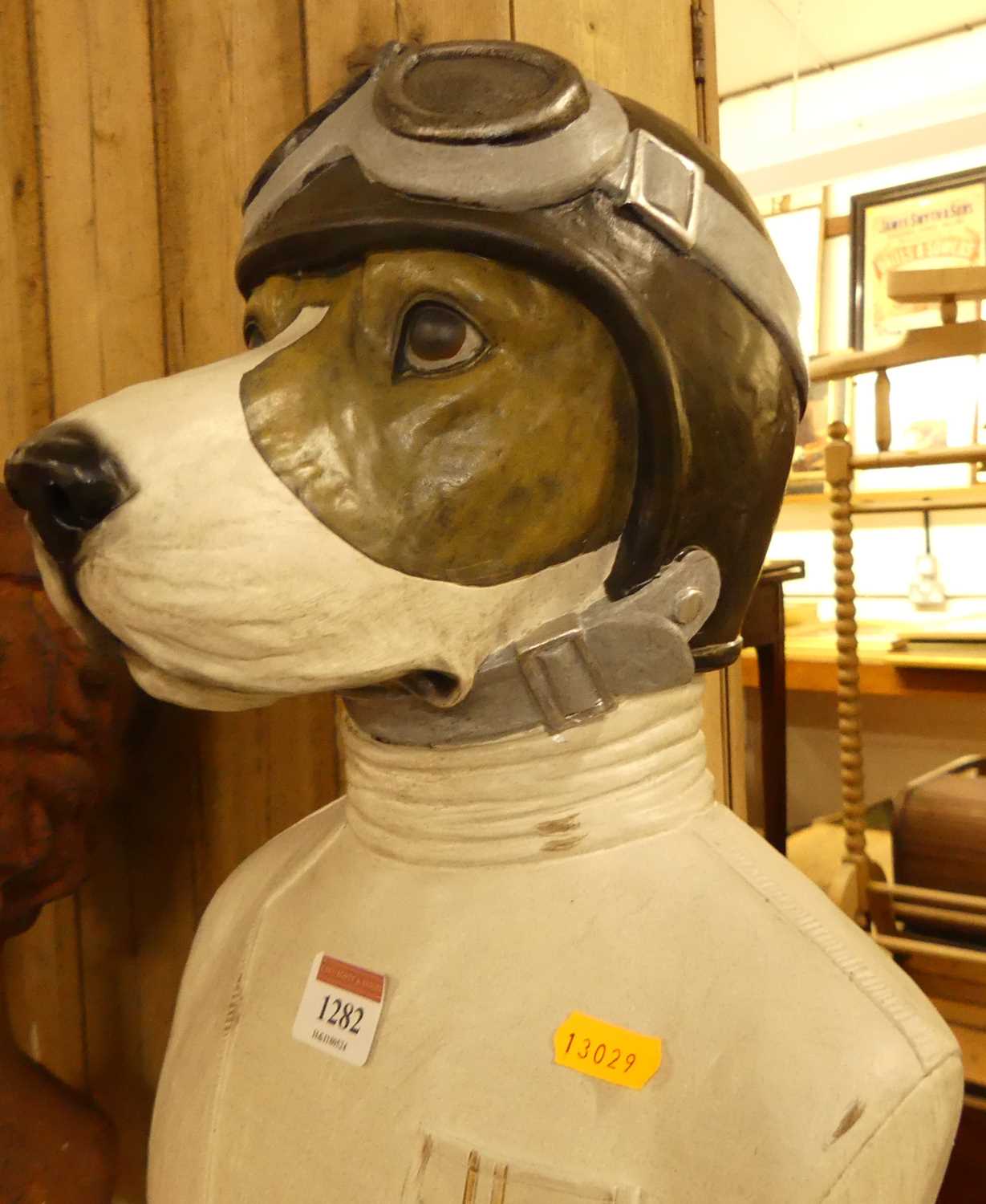 A contemporary painted racing driver dog bust, h.50cm - Image 3 of 3