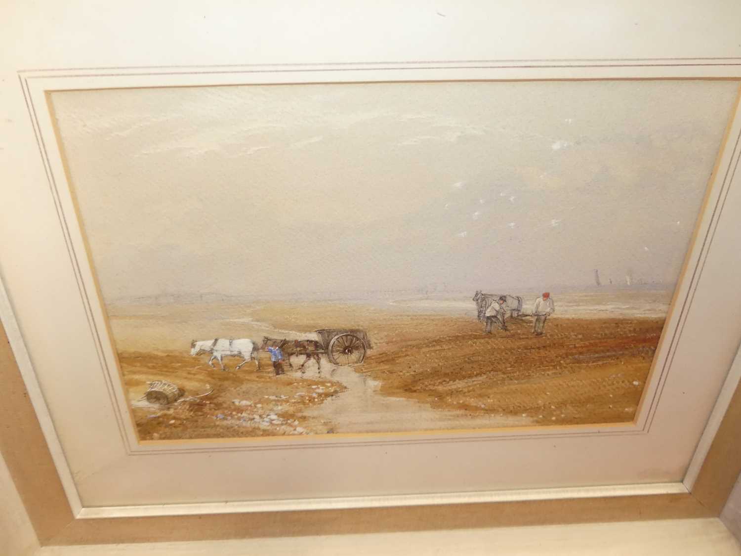 J.H. Prior - The Boatyard, watercolour; early 20th century English school - Cockle-pickers on the - Image 2 of 4