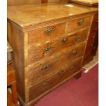 A George III oak squarefront chest of two short over three long graduated drawers, w.101cm