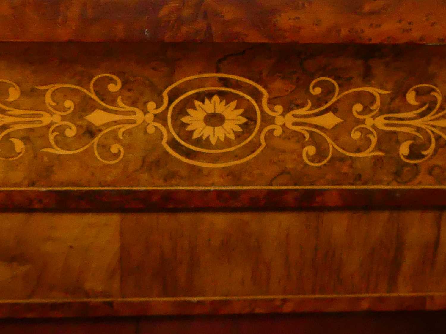 A Victorian figured walnut, gilt metal mounted and floral satinwood inlaid single door glazed pier - Image 4 of 6