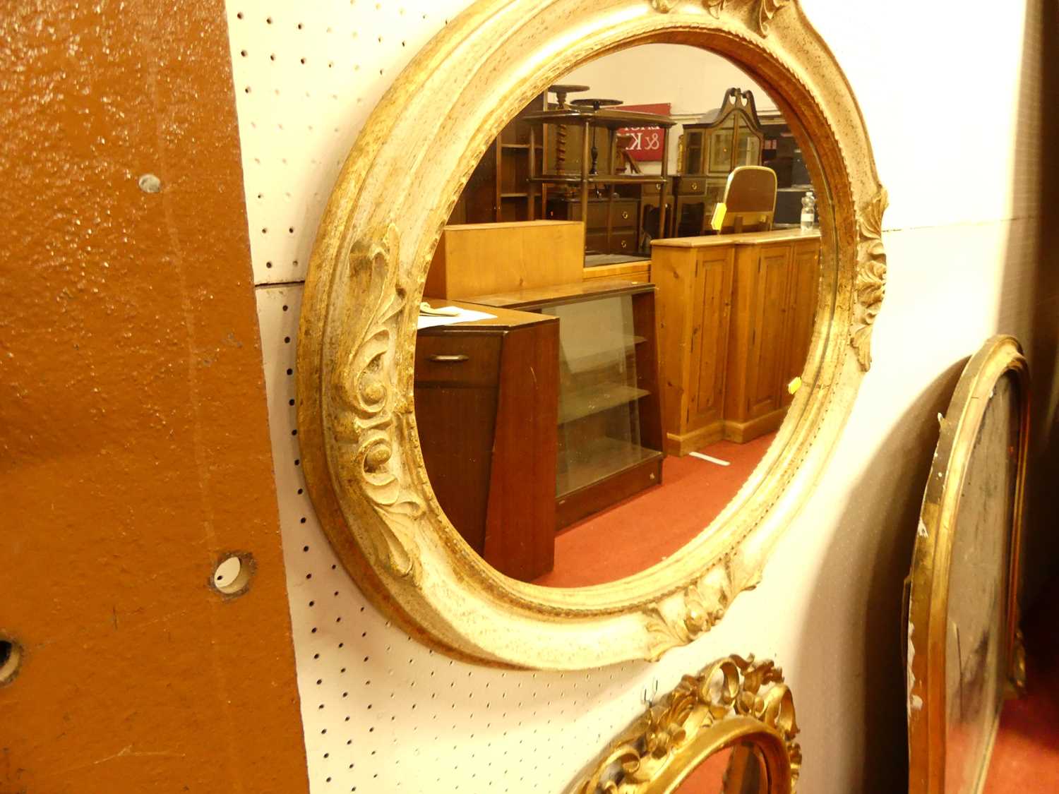 An early 20th century gilt framed oval wall mirror, 64 x 79.5cm; together with a contemporary - Image 5 of 7