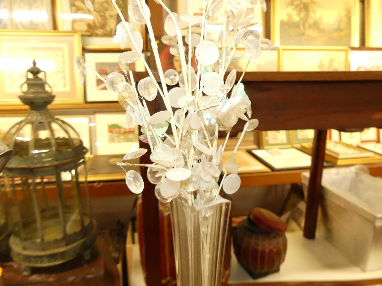 A pair of elongated glass specimen vases, each with floral inset displays No chips or damage. Some - Image 5 of 5