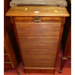 A 1920s oak tambour fronted office filing cabinet, w.48cm