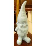 A sky blue painted contemporary resin standing gnome, h.58.5cm