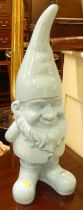 A sky blue painted contemporary resin standing gnome, h.58.5cm