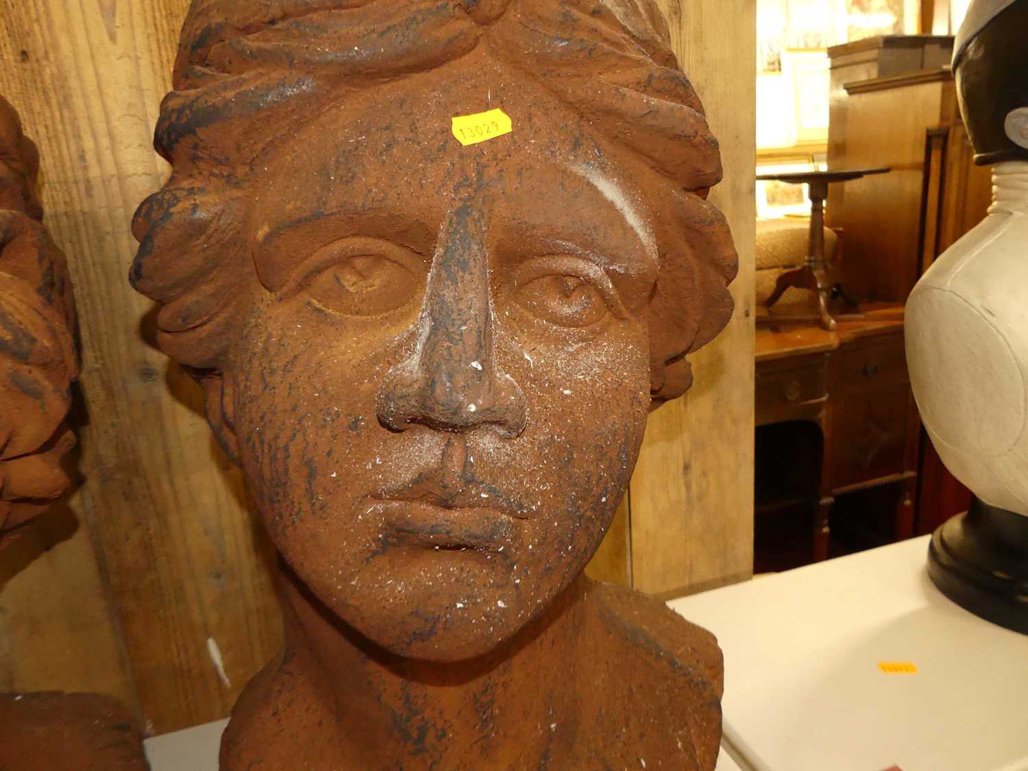 A pair of contemporary terracotta classical bust jardinieres, h.44.5cm - Image 3 of 3