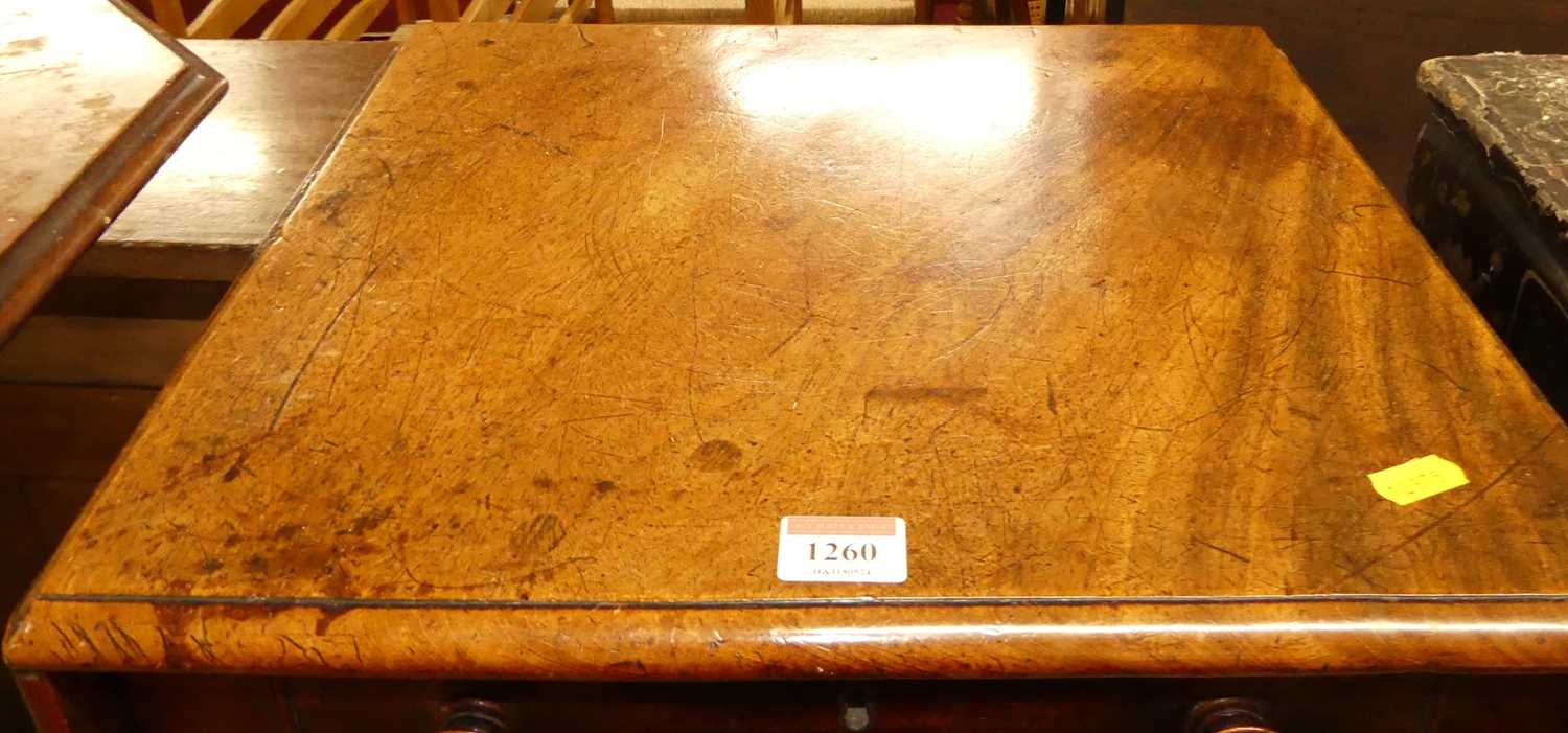 A George IV mahogany dropflap two drawer work table, raised on quatraform base, w.42cm - Image 3 of 5