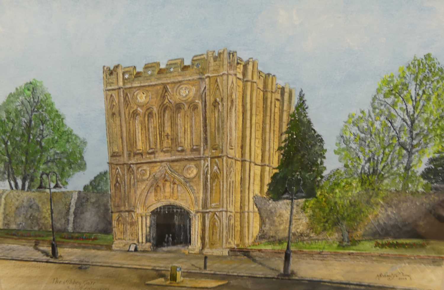 Michael Plume - The Abbey Gate, Bury St Edmunds, watercolour and gouache, signed and dated 2004