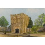 Michael Plume - The Abbey Gate, Bury St Edmunds, watercolour and gouache, signed and dated 2004