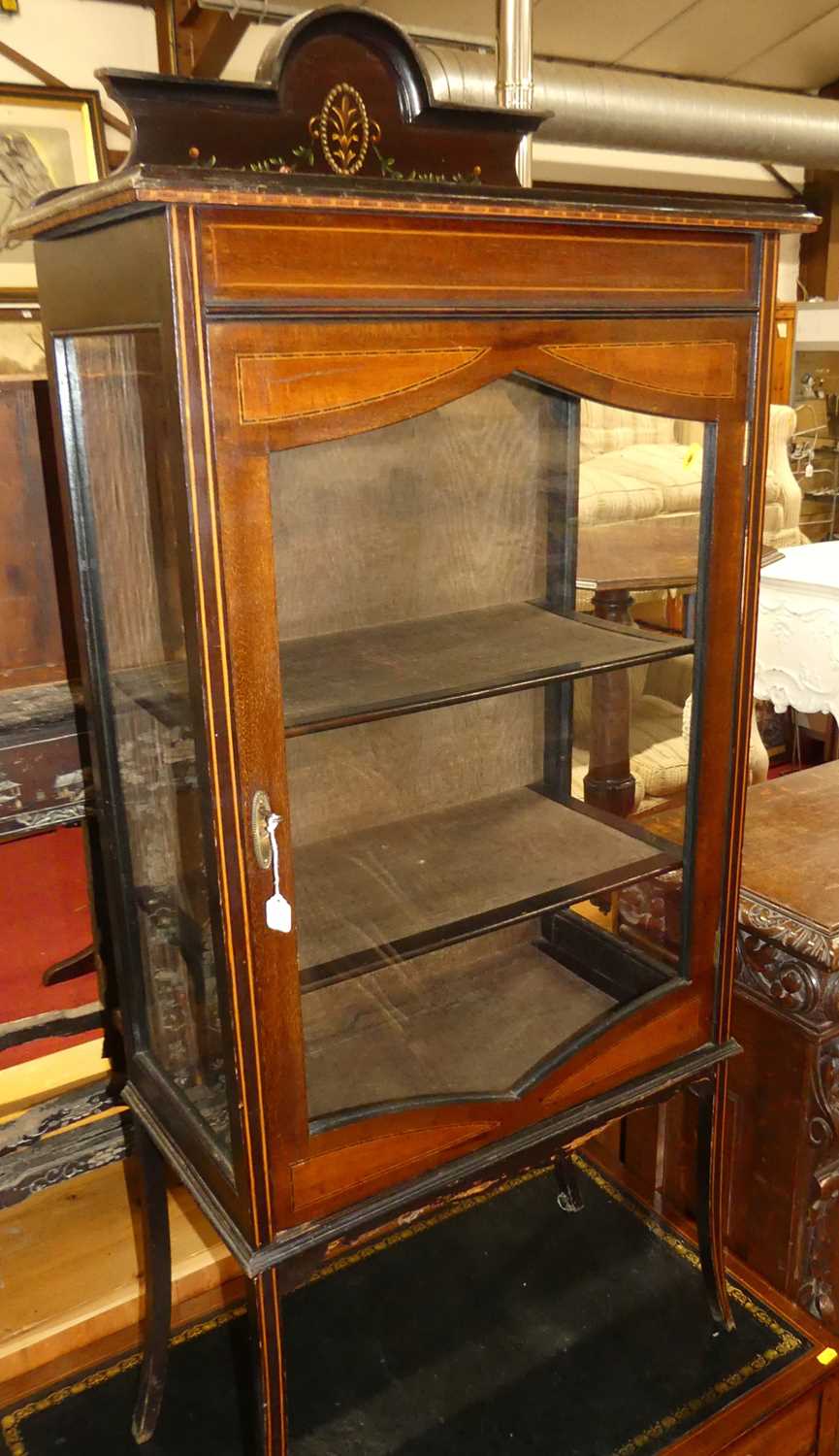 An Edwardian beech ledgeback single door glazed china display cabinet, w.61cm; together with an - Image 2 of 2