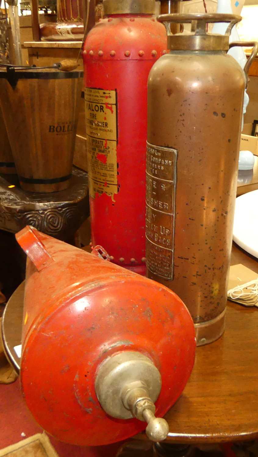 A copper fire extinguisher by The Empire Fire Extinguisher Company, together with a Valor fire - Image 5 of 5