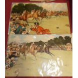 Assorted sporting prints, to include Cecil Aldin, a David Gower pencil sketch etc, all loose