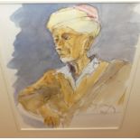 Assorted pictures and prints to include contemporary portraits, W Parkyn beach scene watercolour,