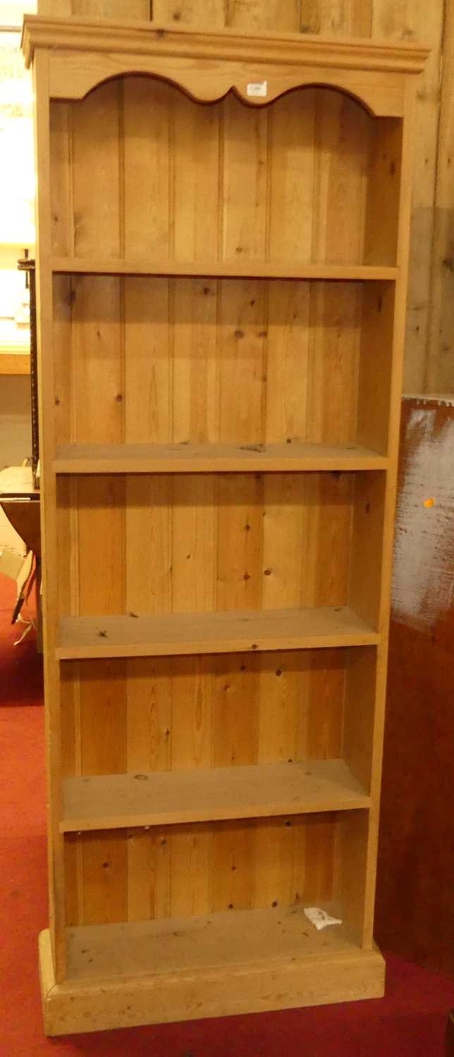 A modern pine freestanding open bookshelf, w.66.5cm