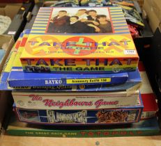 A collection of various board games, to include The Great Race Game Totopoly, Gladiators the