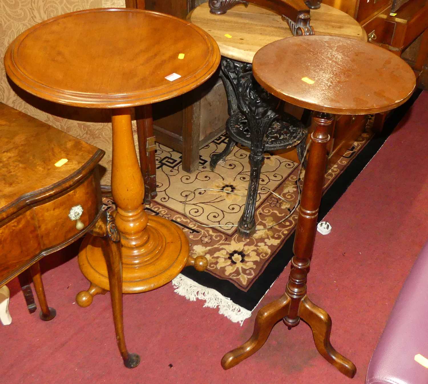 A mid-Victorian mahogany circular fixed top pedestal tripod occasional table, raised on stepped