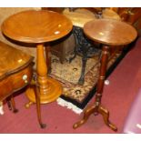 A mid-Victorian mahogany circular fixed top pedestal tripod occasional table, raised on stepped