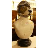 A contemporary painted racing driver dog bust, h.50cm