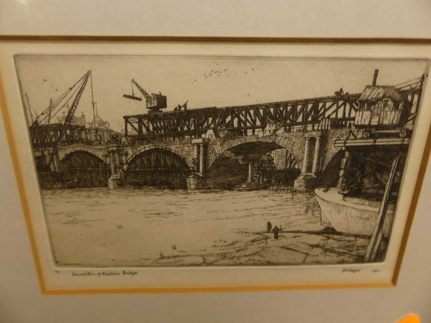 Harold Wilfred Sayer (1913-1993) - Demolition of Waterloo Bridge, etching, signed, titled and - Image 6 of 7
