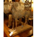 A contemporary cast iron model of an equine horse, length 34cm