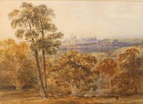 Alfred Young Nutt (1847-1924) - A distant view of Windsor, watercolour, signed and dated 1874